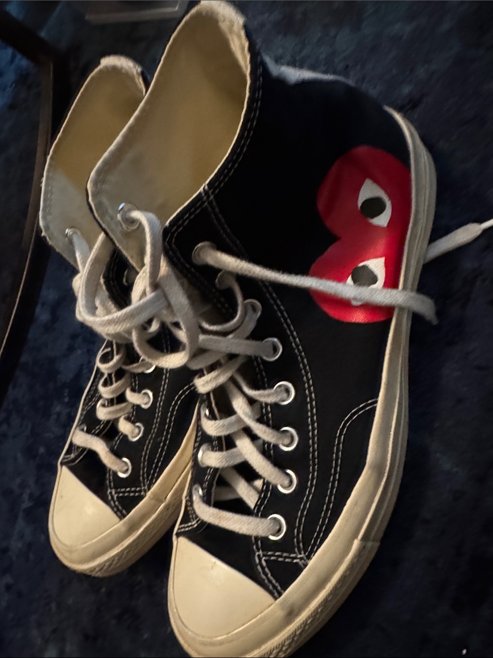Comme des Garcons Play Black Canvas High-Top Sneakers with Red Heart